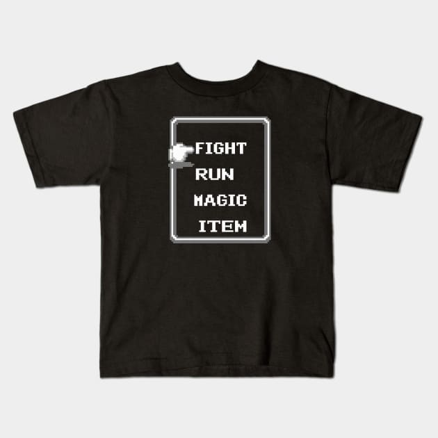 JRPG Battle Window Command Kids T-Shirt by Issho Ni